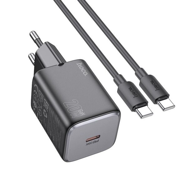 Incarcator Retea Cu Cablu USB-C HOCO N40, 20W, 3A, 1 x USB-C, Negru 