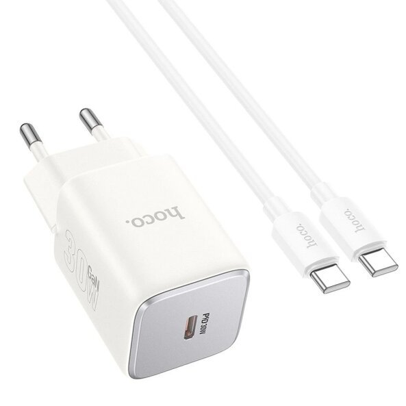 Incarcator Retea Cu Cablu USB-C HOCO N43, 30W, 3A, 1 x USB-C, Alb 