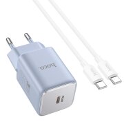 Incarcator Retea Cu Cablu USB-C HOCO N43, 30W, 3A, 1 x USB-C, Albastru 