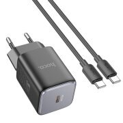 Incarcator Retea Cu Cablu USB-C HOCO N43, 30W, 3A, 1 x USB-C, Negru 