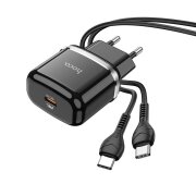 Incarcator Retea Cu Cablu USB-C HOCO Victorious N24, 20W, 3A, 1 x USB-C, Negru 