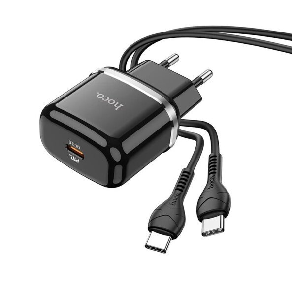Incarcator Retea Cu Cablu USB-C HOCO Victorious N24, 20W, 3A, 1 x USB-C, Negru 