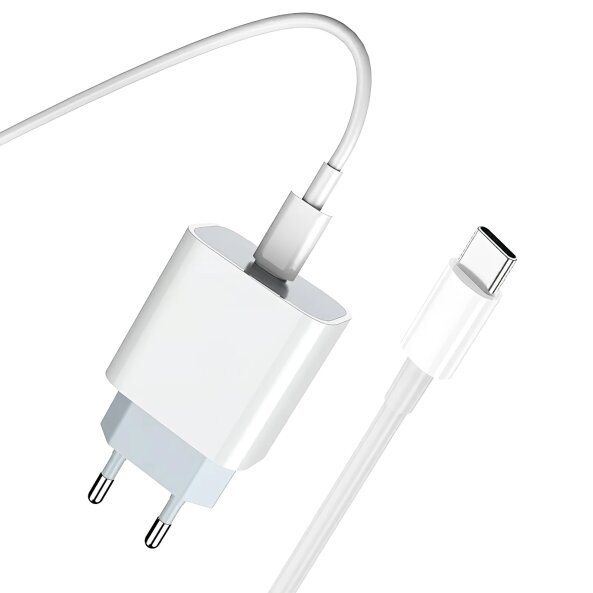 Incarcator Retea Cu Cablu USB-C Prestico F8S, 20W, 3A, 1 x USB-C, Alb 