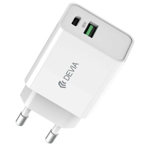 Incarcator Retea DEVIA RLC-389, 30W, 3A, 1 x USB-A - 1 x USB-C, Alb 