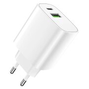 Incarcator Retea Forever LS-04, 20W, 3A, 1 x USB-A - 1 x USB-C, Alb 