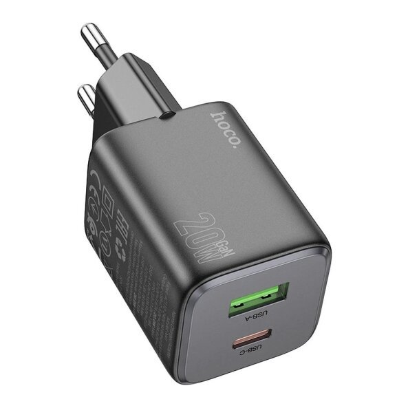 Incarcator Retea HOCO N41, 20W, 3A, 1 x USB-A - 1 x USB-C, Negru 