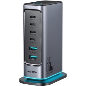 Incarcator Retea Joyroom JR-TCM02, 65W, 3.25A, 2 x USB-A - 4 x USB-C, Gri 