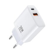 Incarcator Retea Remax RP-U82, 30W, 3A, 1 x USB-A - 1 x USB-C, Alb 