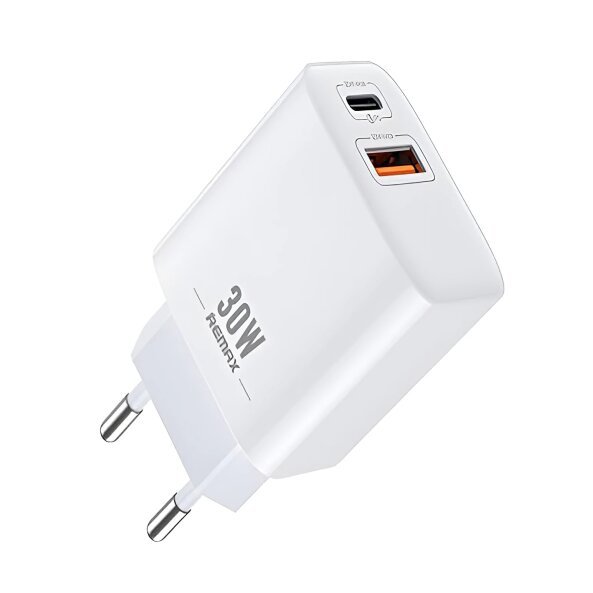 Incarcator Retea Remax RP-U82, 30W, 3A, 1 x USB-A - 1 x USB-C, Alb 