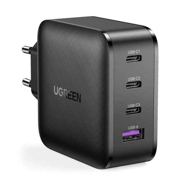 Incarcator Retea UGREEN CD104, 65W, 3A, 1 x USB-A - 3 x USB-C, Negru