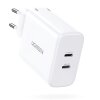 Incarcator Retea UGREEN CD243, 40W, 3A, 2 x USB-C, Alb 