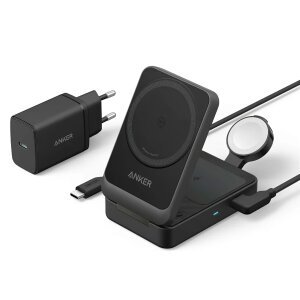 Incarcator Retea Wireless Anker MagGo 3in1, 15W, 1.67A, Negru B2557311 