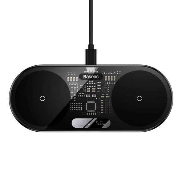 Incarcator Retea Wireless Baseus Digital Led Display, 20W, 1.1A, Negru WXSX010101 