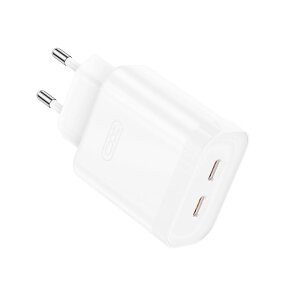 Incarcator Retea XO Design L105, 35W, 3A, 2 x USB-C, Alb 