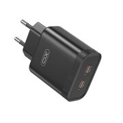 Incarcator Retea XO Design L105, 35W, 3A, 2 x USB-C, Negru 