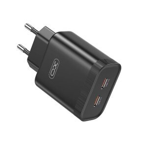 Incarcator Retea XO Design L105, 35W, 3A, 2 x USB-C, Negru 