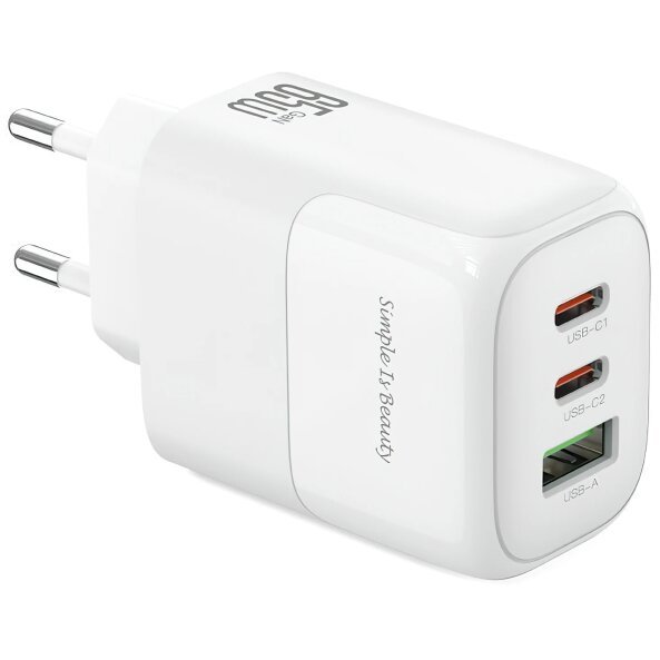 Incarcator Retea XO Design L139, 65W, 4.5A, 1 x USB-A - 2 x USB-C, Alb 