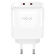 Incarcator Retea XO Design L140, 35W, 3A, 2 x USB-C, Alb 