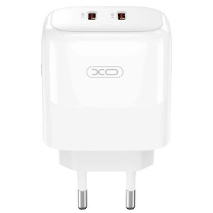 Incarcator Retea XO Design L140, 35W, 3A, 2 x USB-C, Alb 