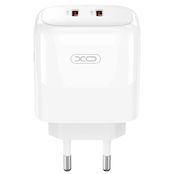 Incarcator Retea XO Design L140, 35W, 3A, 2 x USB-C, Alb 