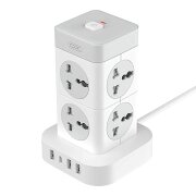 Prelungitor XO Design WL21, 2500W, 2.4A, 8 x Schuko - 1 x USB-C - 3 x USB-A, Alb