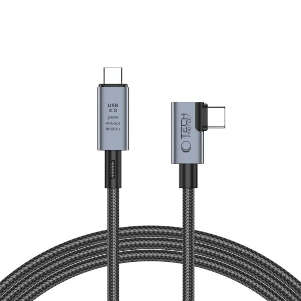 Cablu Date si Incarcare USB-C - USB-C Tech-Protect Ultraboost Max L, 240W, 1.5m, Gri 