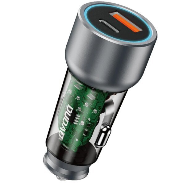 Incarcator Auto Dudao R4T, 30W, 3A, 1 x USB-A - 1 x USB-C, Gri 