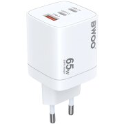 Incarcator Retea BWOO CDA147, 65W, 4.5A, 1 x USB-A - 2 x USB-C, Alb 
