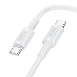 Cablu Date si Incarcare USB-C - USB-C Borofone BX111 Feliz, 60W, 1m, Alb 