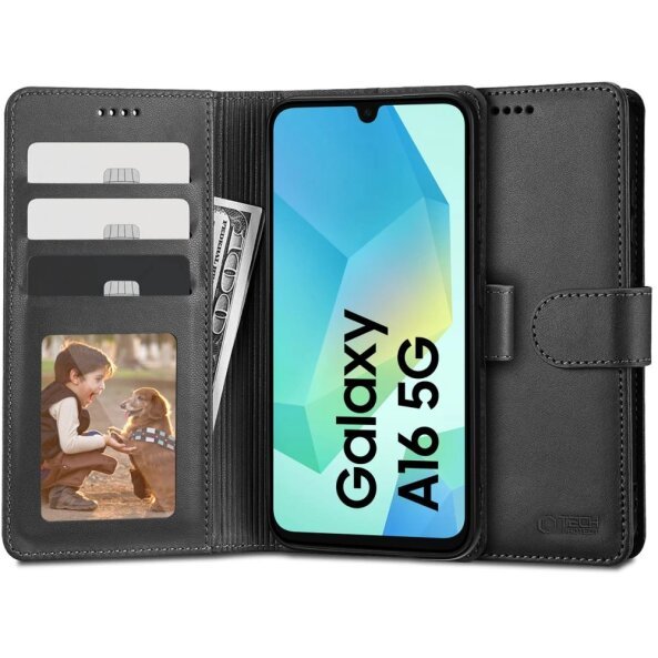 Husa pentru Samsung Galaxy A16 5G A166 / A16 4G A165, Tech-Protect, Wallet, Neagra 