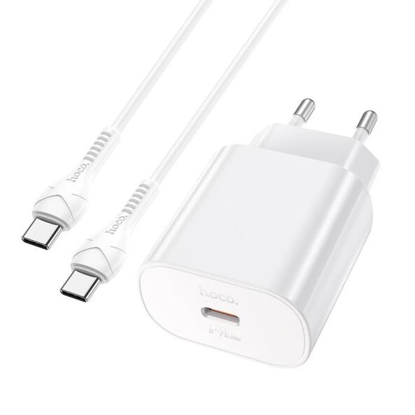 Incarcator Retea Cu Cablu USB-C HOCO Jetta N22, 25W, 3A, 1 x USB-C, Alb 