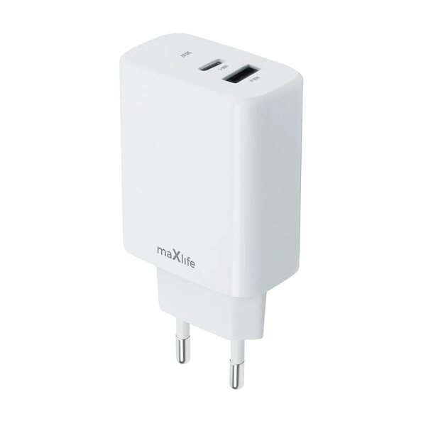 Incarcator Retea MaXlife MXTC-10-30AC, 30W, 3A, 1 x USB-A - 1 x USB-C, Alb 