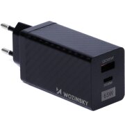 Incarcator Retea WZK WWCG01, 65W, 3A, 1 x USB-A - 1 x USB-C, Negru 