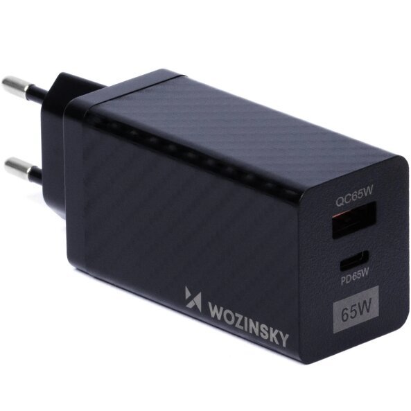 Incarcator Retea WZK WWCG01, 65W, 3A, 1 x USB-A - 1 x USB-C, Negru 
