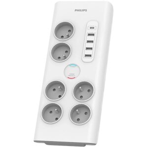 Prelungitor Philips, 1 x USB-C - 4 x USB-A - 6 x Schuko, Alb PHIL-SPN7060WA/60 