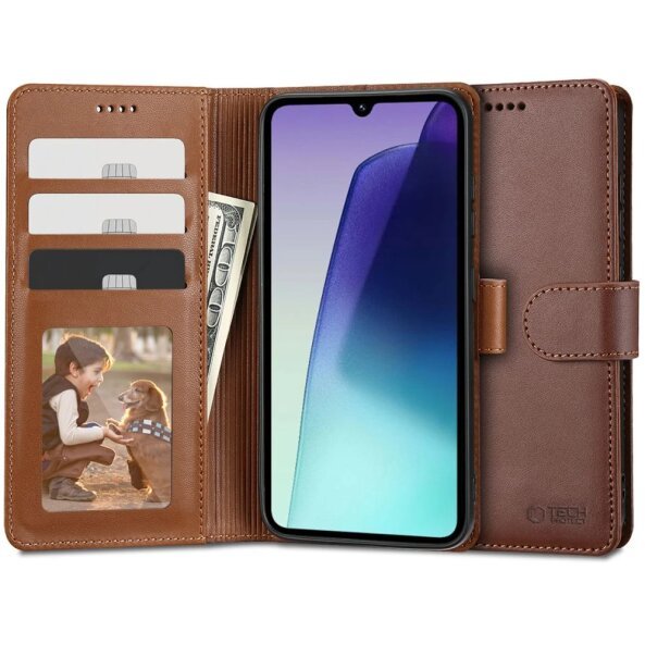 Husa pentru Xiaomi Poco C75 / Redmi 14C, Tech-Protect, Wallet, Maro 