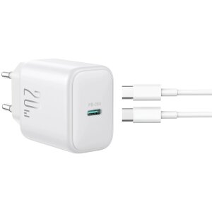 Incarcator Retea Cu Cablu USB-C Joyroom JR-TCF20, 20W, 3A, 1 x USB-C, Alb 