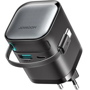 Incarcator Retea Cu Cablu USB-C Joyroom JR-TCL02, 65W, 3A, 1 x USB-A - 1 x USB-C, Negru 