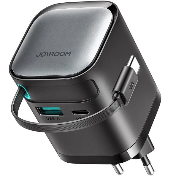 Incarcator Retea Cu Cablu USB-C Joyroom JR-TCL02, 65W, 3A, 1 x USB-A - 1 x USB-C, Negru 