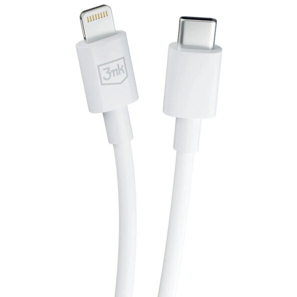 Cablu Date si Incarcare USB-A - Lightning 3MK Hyper, 20W, 1.2m, Alb 