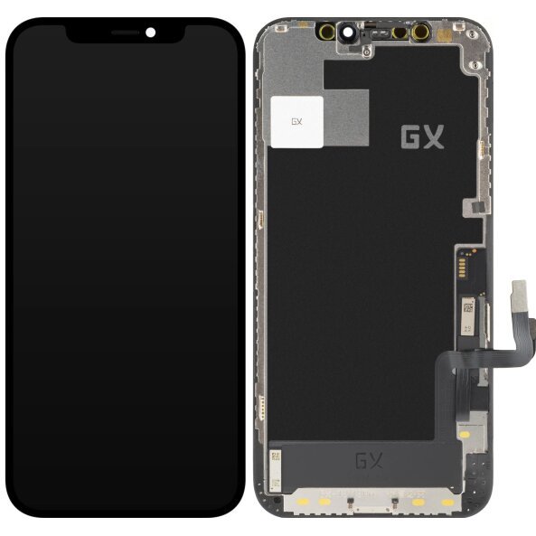 Display cu Touchscreen GX Apple iPhone 12 / 12 Pro, cu Rama, Versiune OLED IC Movable, Negru