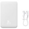 Baterie Externa Wireless Baseus Magnetic Mini, 20000mAh, 20W, PD + FQI, 1 x QI - 1 x USB-C, Alba PPCX150002 