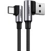 Cablu Date si Incarcare USB la USB Type-C UGREEN US176, Complete Angled 90, 2 m, 3A, Negru 