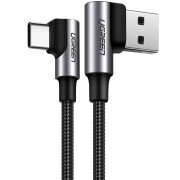 Cablu Date si Incarcare USB la USB Type-C UGREEN US176, Complete Angled 90, 2 m, 3A, Negru 