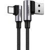 Cablu Date si Incarcare USB la USB Type-C UGREEN US255, Complete Angled 90, 1 m, 3A, Negru 