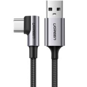 Cablu Date si Incarcare USB la USB Type-C UGREEN US284, Angled 90, 3 m, 3A, Negru 