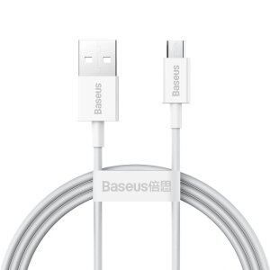 Cablu Date si Incarcare USB-A - microUSB Baseus Superior Series, 18W, 2m, Alb CAMYS-A02
