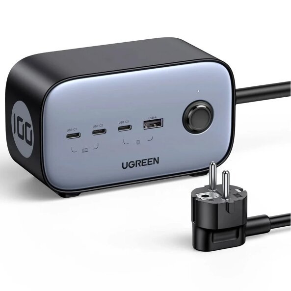 Incarcator Retea UGREEN CD270, 100W, 1 x USB-A - 2 x Schuko - 3 x USB-C, Gri 