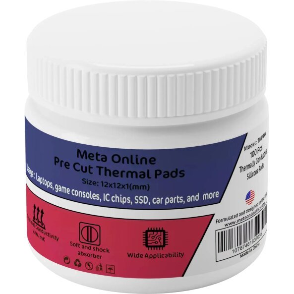 Pad Termoconductor Meta Online, 12mm x 12mm x 1mm, Set 100 bucati 