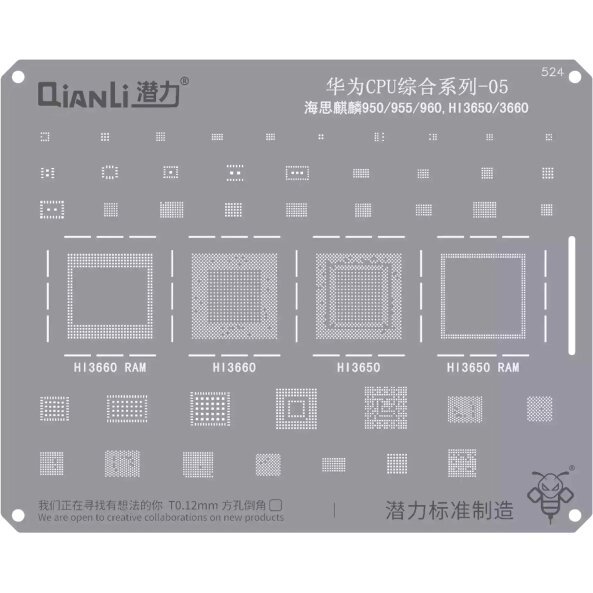 Sita BGA QIANLI QS524 pentru CPU 05-Kirin 950 / 955 / 960 / HI3650 / 3660 